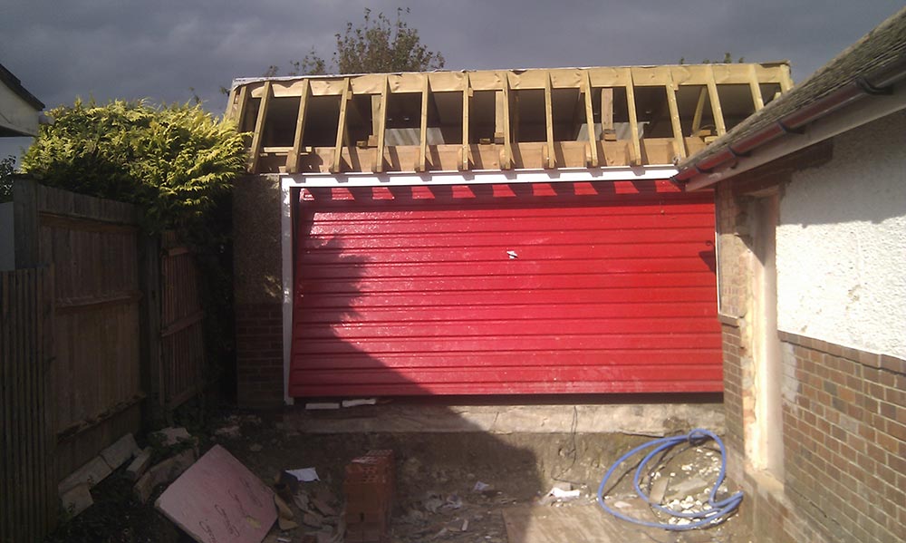 Unfinished garage showing ongoing construction, highlighting AMBS Eco Solutions' demolition services in St Albans.